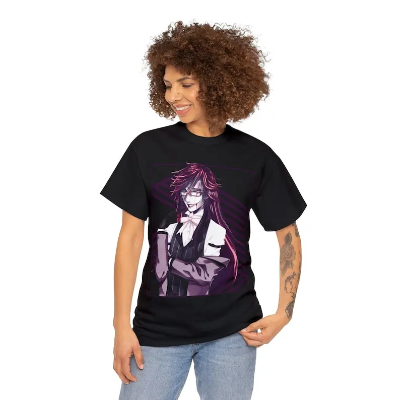 Black Butler Grelle Sutcliff Toboso Yana Japanese Anime Aesthetic Vintage Grunge Unisex Heavy Cotton Tee