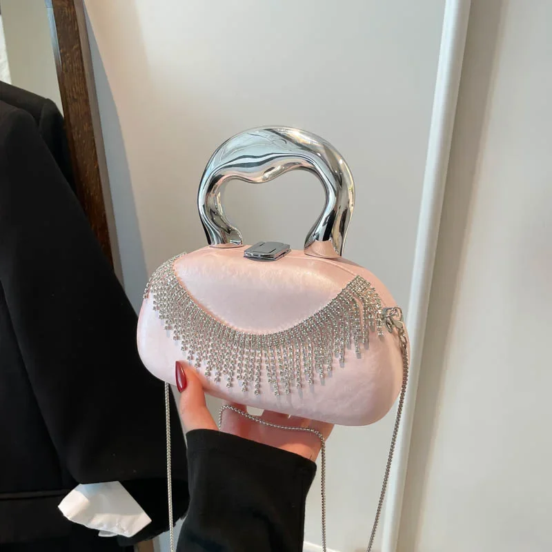 

Модная женская сумка через плечо со стразами и кисточками, акриловая сумка-коробка