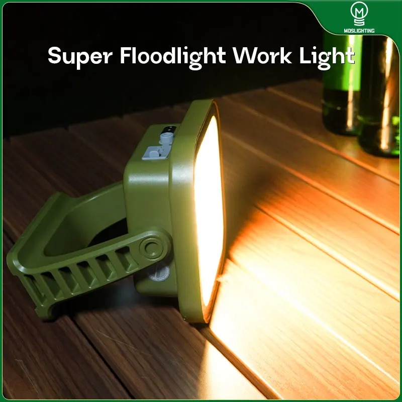

MOSLIGHTING Solar Camping Lights 50W Power 9000mAh Battery IP65 Waterproof Rechargeable Portable Flashlight Spotlight Floodlight