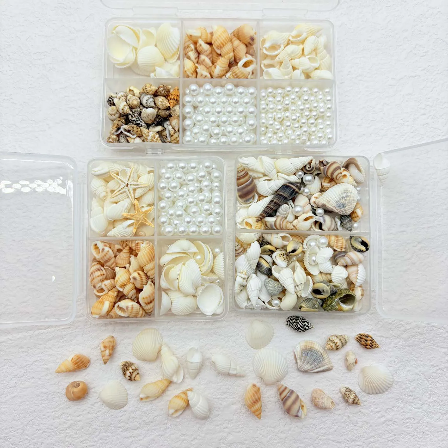 1 Box Natural Mixed Sea Shells Pearls Charms for Jewelry Making DIY Ocean Craft Aquarium Decor Candle Making Home Decor