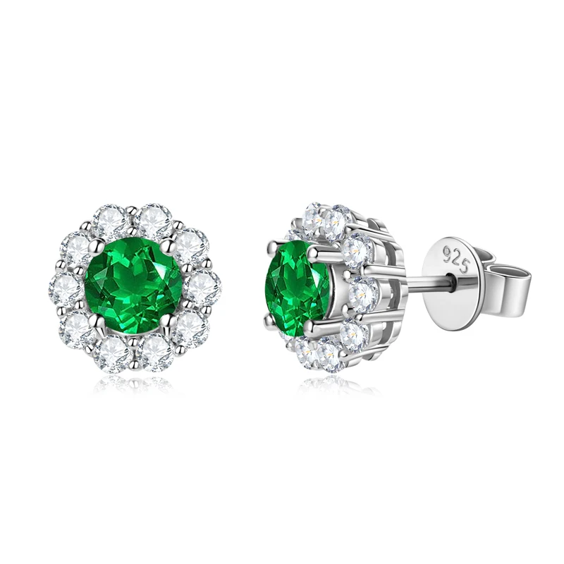 

AINUOSHI Artificial Emerald Earrings 925 Sterling Silver Sparkling Stud Earring For Women Piercing Pendientes Exquisite Jewelry