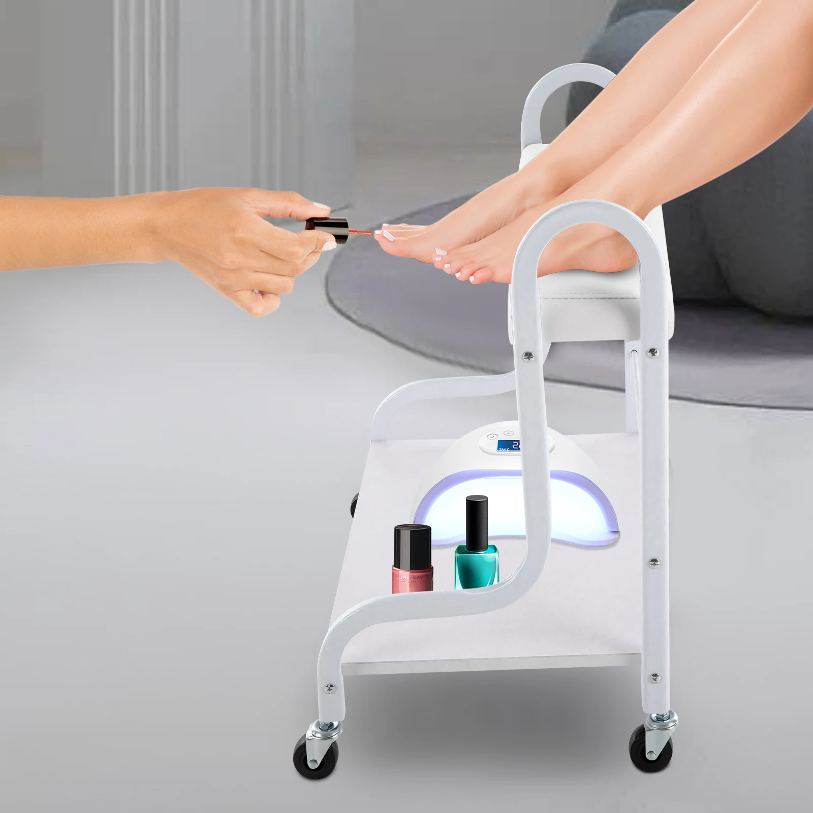 Portable Beauty Salon Nail & Foot Bath Spa Trolley Cart with Wheels Manicure Foot Rest Stand for Salon And Home Use