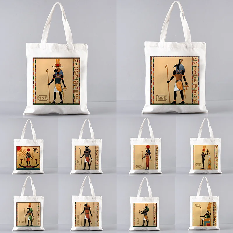 Yellow Ancient Egypt Tapestry Wall Hanging Old Culture Shopper Bags Shopping Bag Tote Bag Shoulder Bag Canvas  College Handbag