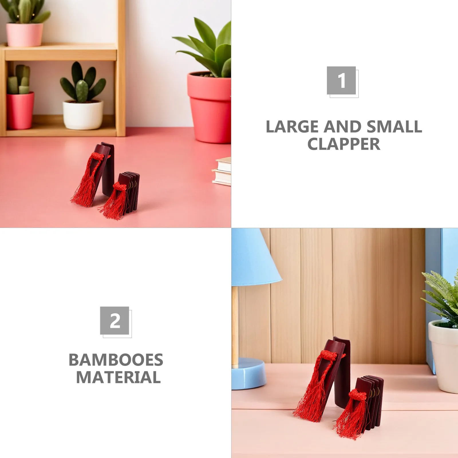 2pcs Bamboo Kuaiban Clappers for Beginners – Chinese Traditional Percussion Instrument for Drama & Public Speaking