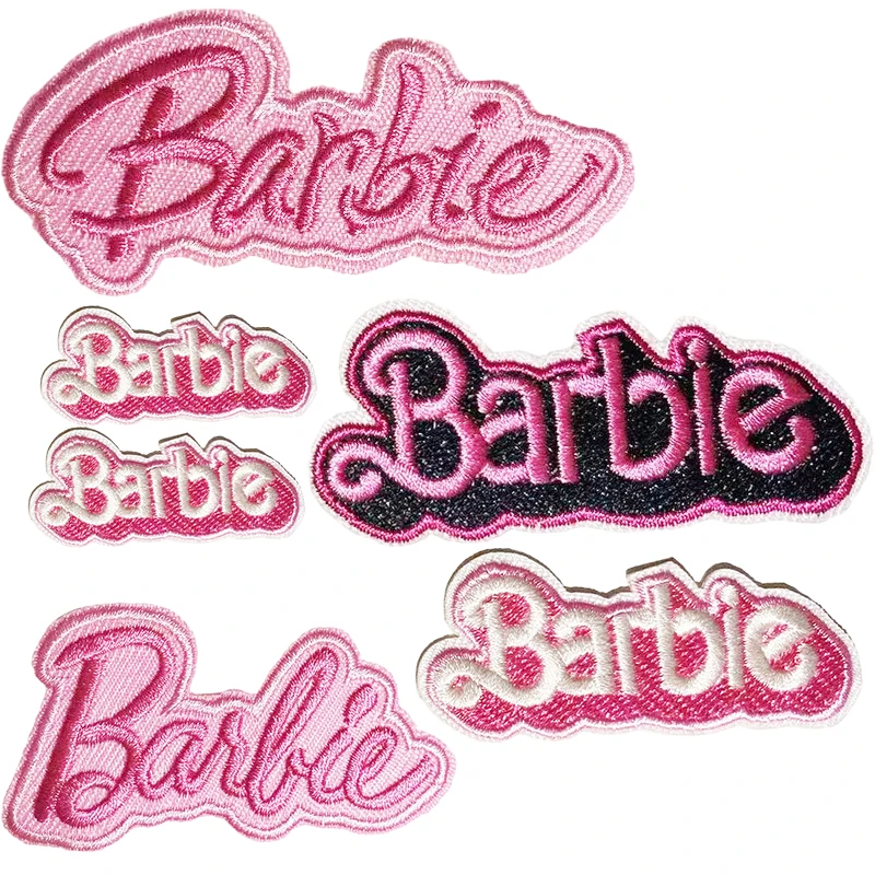 10Pcs Kawaii Barbie Embroidered Cloth Patches Diy Fashion Girls Letter Iron On Patches for Bag Hat Applique Badges Accessories