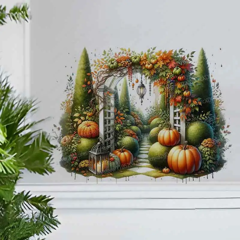 Autumn Vineyard Wall Stickers Comfortable Living Room Sofa Background Decor Children's Room Art Decals Vine Leaf Design AA312