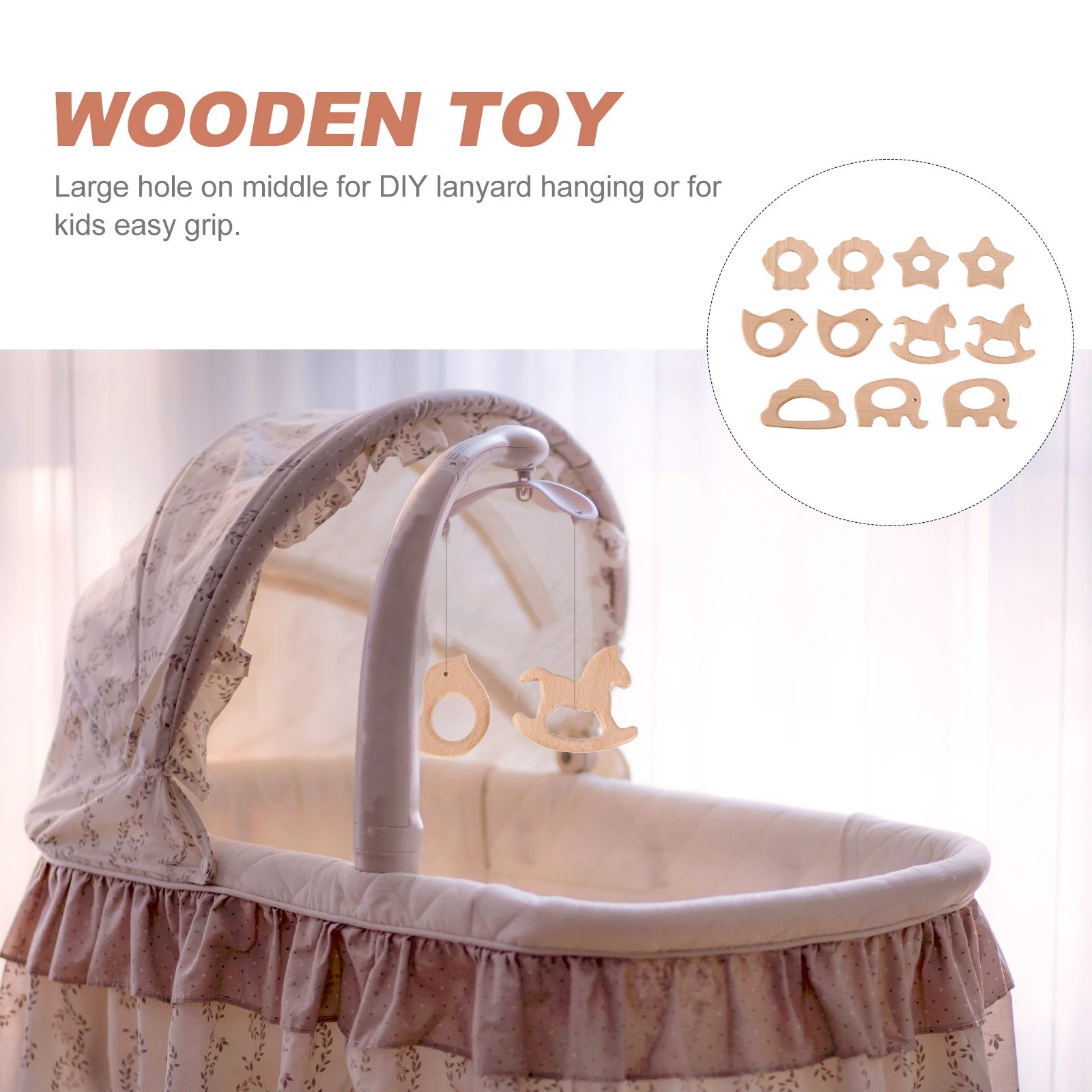 Chupete masticable de madera con forma de dibujos animados para bebé, 11 Uds., para juego activo saludable, mordedor de madera para bebé, ayuda para morder con forma de Animal