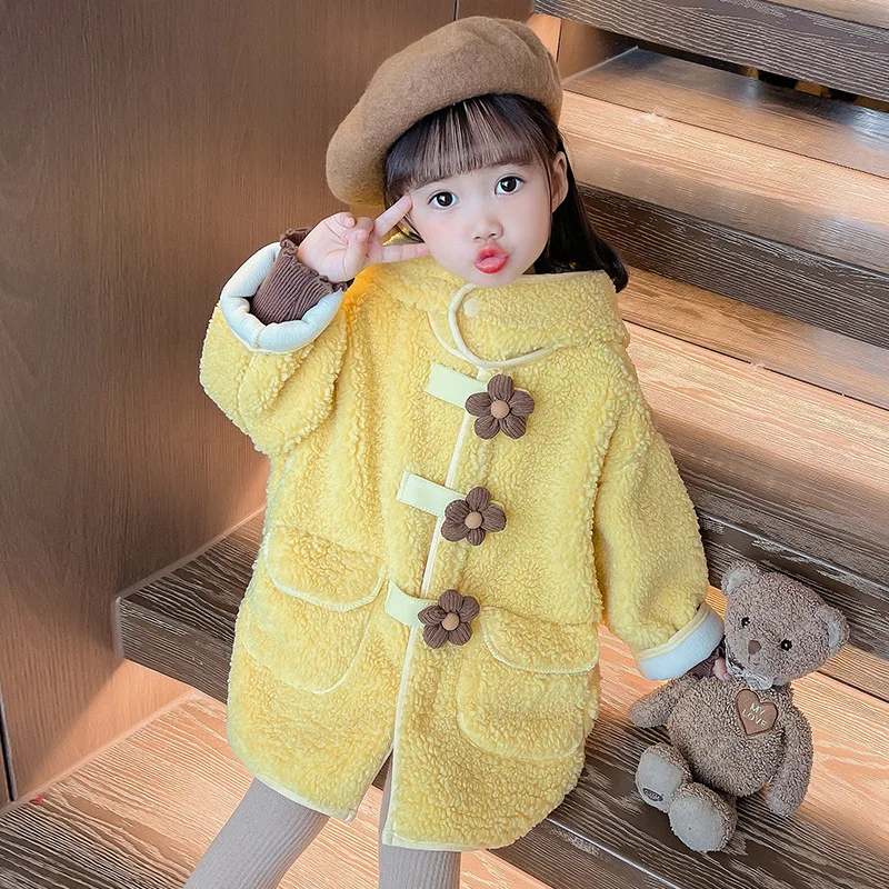 Winter Jacket Kids Girl Parkas Cute Warm Fleece Coat For Girls Children Winter Clothes Sweet Soft Party Baby Girl Jacket Coats