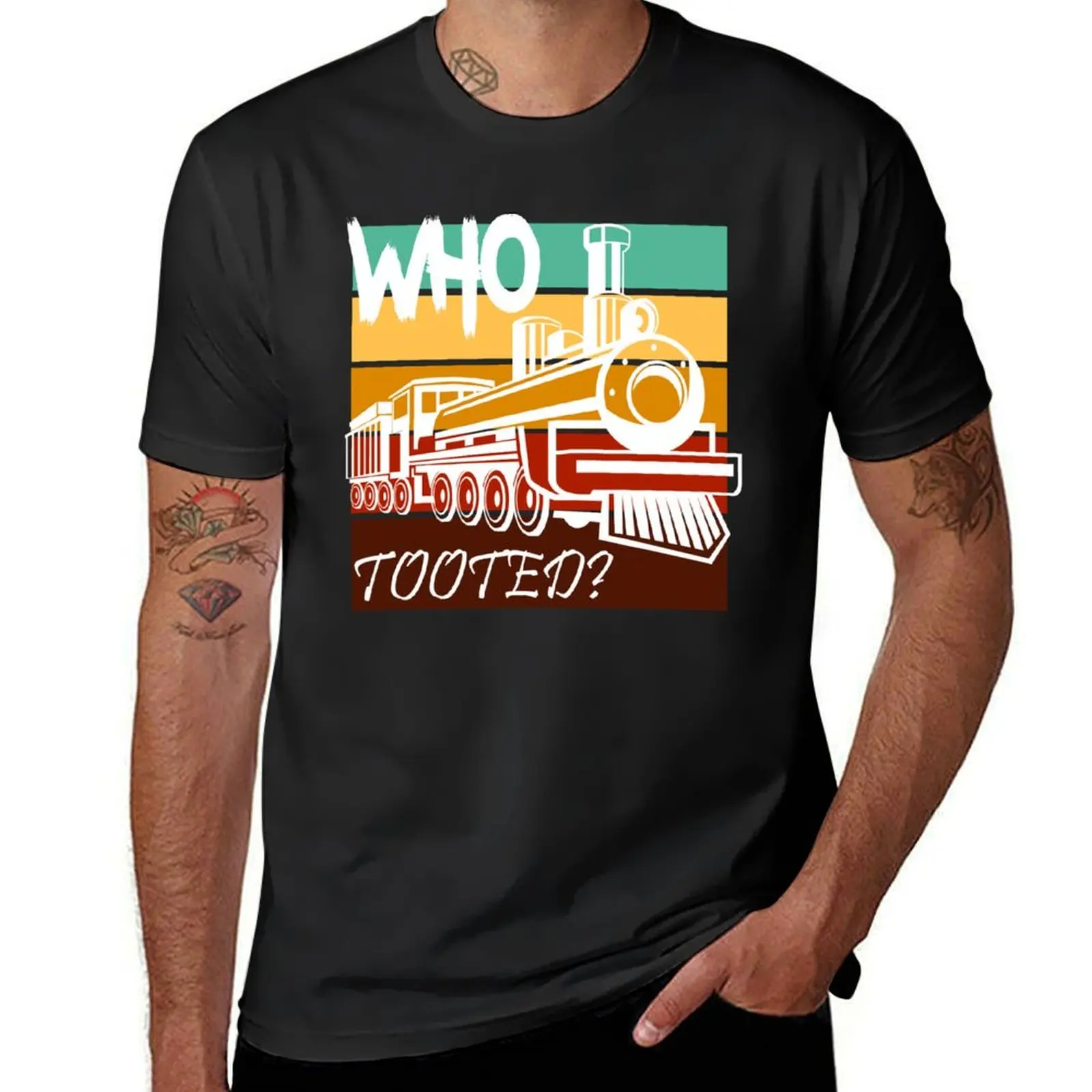 Funny Mystery: Who Tooted? Graphic Tee Train Lovers & Railroad T-Shirt customizeds heavyweights for a boy t shirt for men