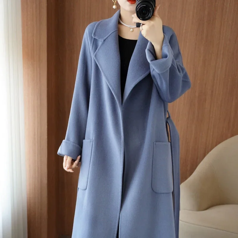 Autumn Winter New Double Sided Cashmere Coat Women's Loose and Thickened Woolen Fleece Coat Winter Jacket Women