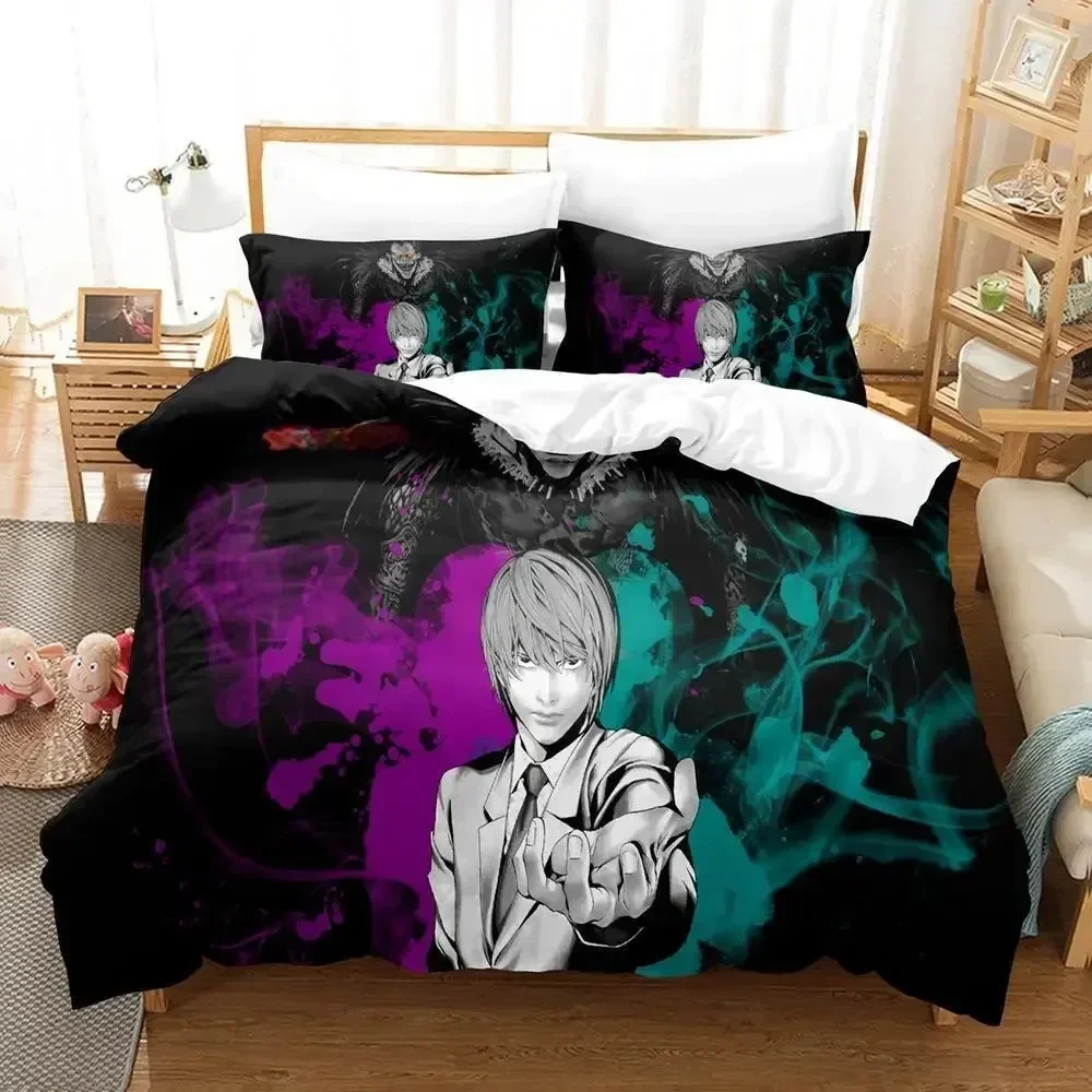 2026 New Death Note Bedding Set Single Twin Full Queen King Size Bed Set Adult Kid Bedroom Duvet Cover Sets 3D Anime Bed Sheet S