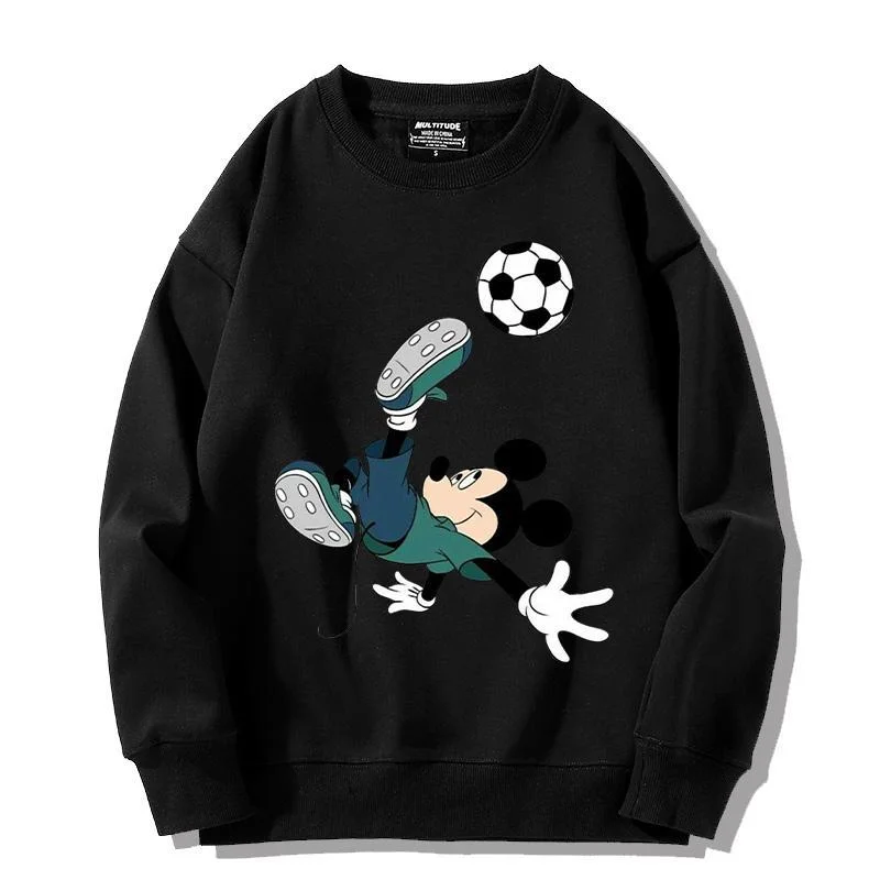 Disney Mickey Mouse Sweatshirt Cartoon Fashion Man Woman Print Long Sleeves Tops Autumn Winter Couple Casual Pullover Woman Gift