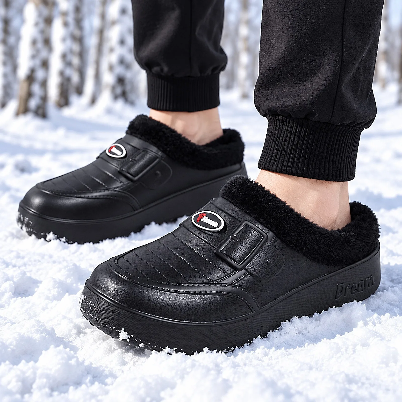 Baumwollschuhe für Herren, Winter, neues Modell mit Plüschfutter und dicker, warmer Baumwollsohle, dicke Sohle, leicht und bequem. – Detail 7