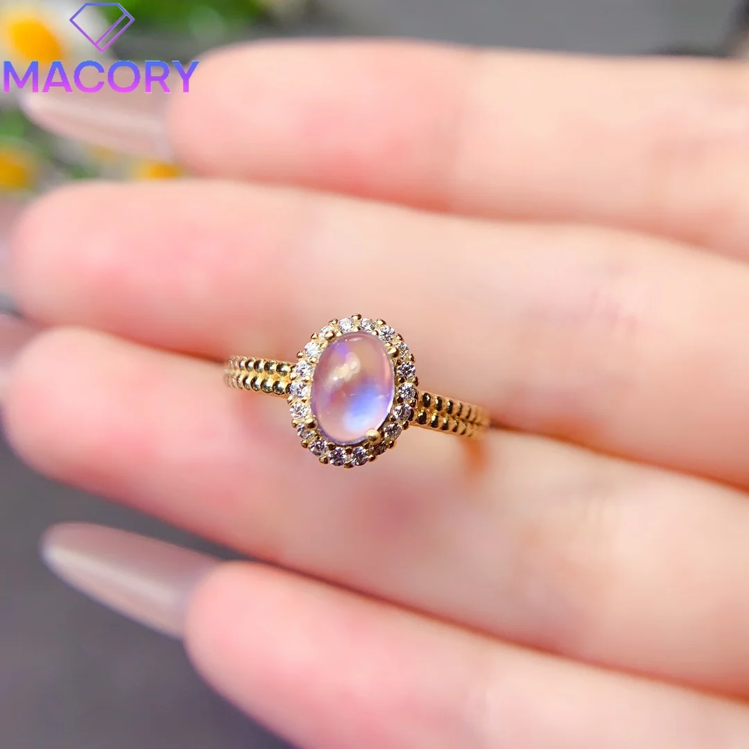 Dating natural moonstone ring 925 sterling silver jewelry certification original engagement female luxury brand replica