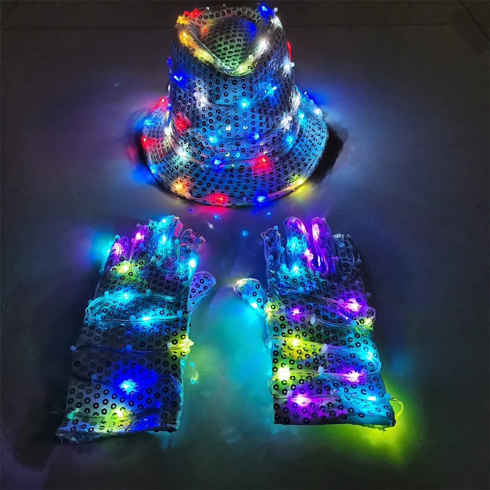 New RGB Flashing LED Hats Gloves Finger Lighting Glasses Glowing Costumes Clothes Party Masks Props