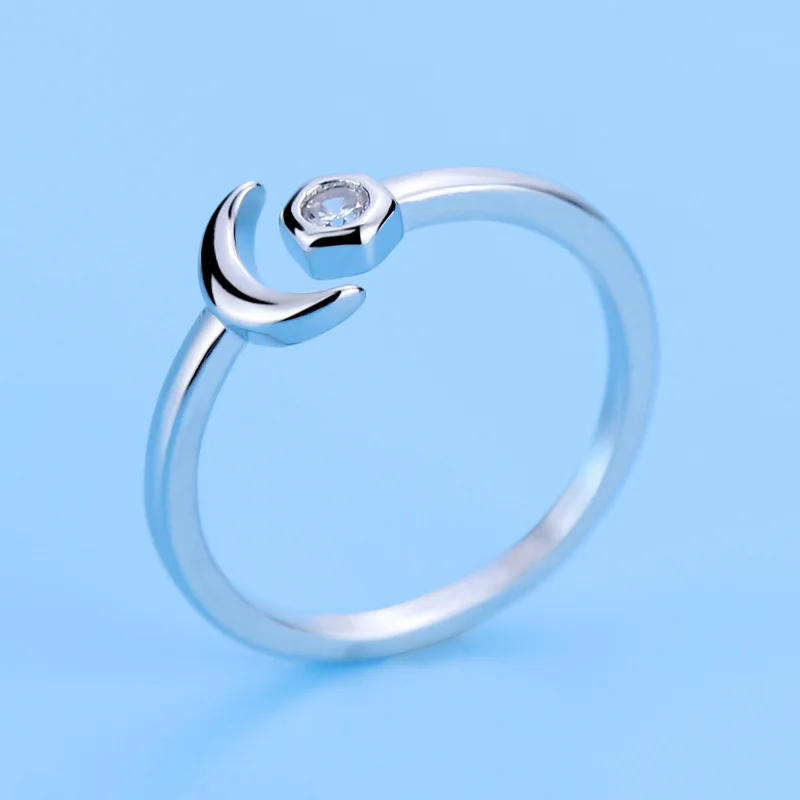 

925 Sterling Sliver Rings Shining Zircon Moon for Women Wedding Engagement Jewelry Fashion Classic Gift High Quality