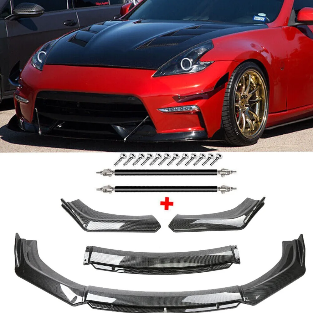 For Nissan 370Z 350Z Front Bumper Lip Splitter Spoiler Carbon Fiber Strut Rod United States