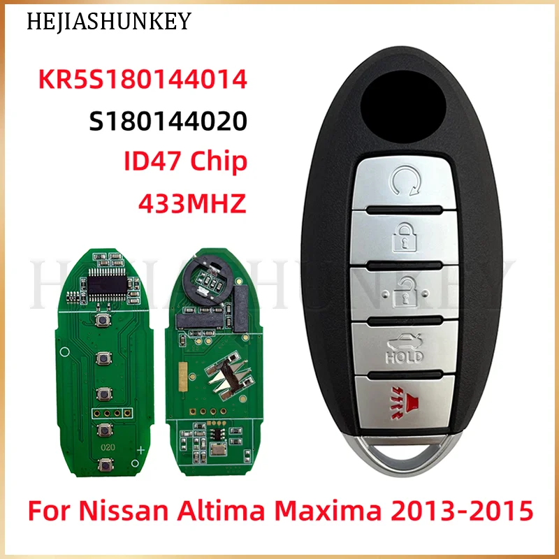 S180144020 KR5S180144014 7812D-S180014 433Mhz ID47 PCF7952X Chip 5 Buttons Remote Key Fob For Nissan Altima Maxima 2013-2015
