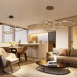 Modern LED Chandelier Lighting For Living Room Study Bedroom Lamp Indoor Lighting Circle Rings Foyer Lustre Chandelier Luminaire