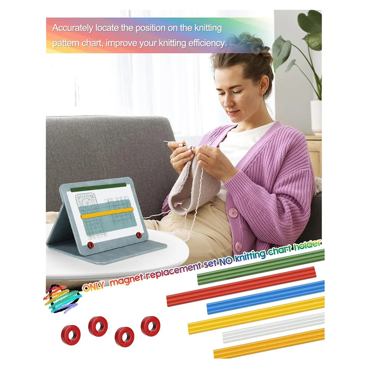 A95I-magneetvervangingsset voor breikaarthouder, 11 stuks magneetpatroonhouders vervangende breigereedschapset