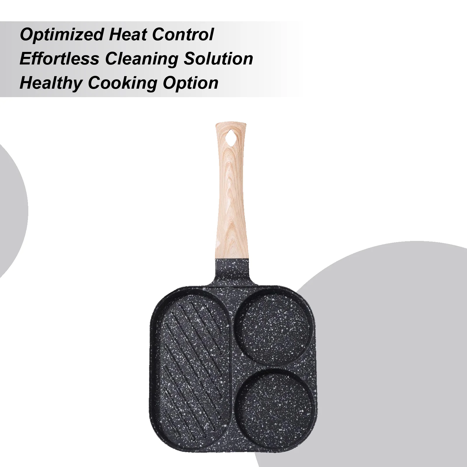 Egg Pan Divided Frying Pan Cooking Skillet Non Stick 3-Section Cookware For Induction Electric Stove Cooking Kitchen Restaurant