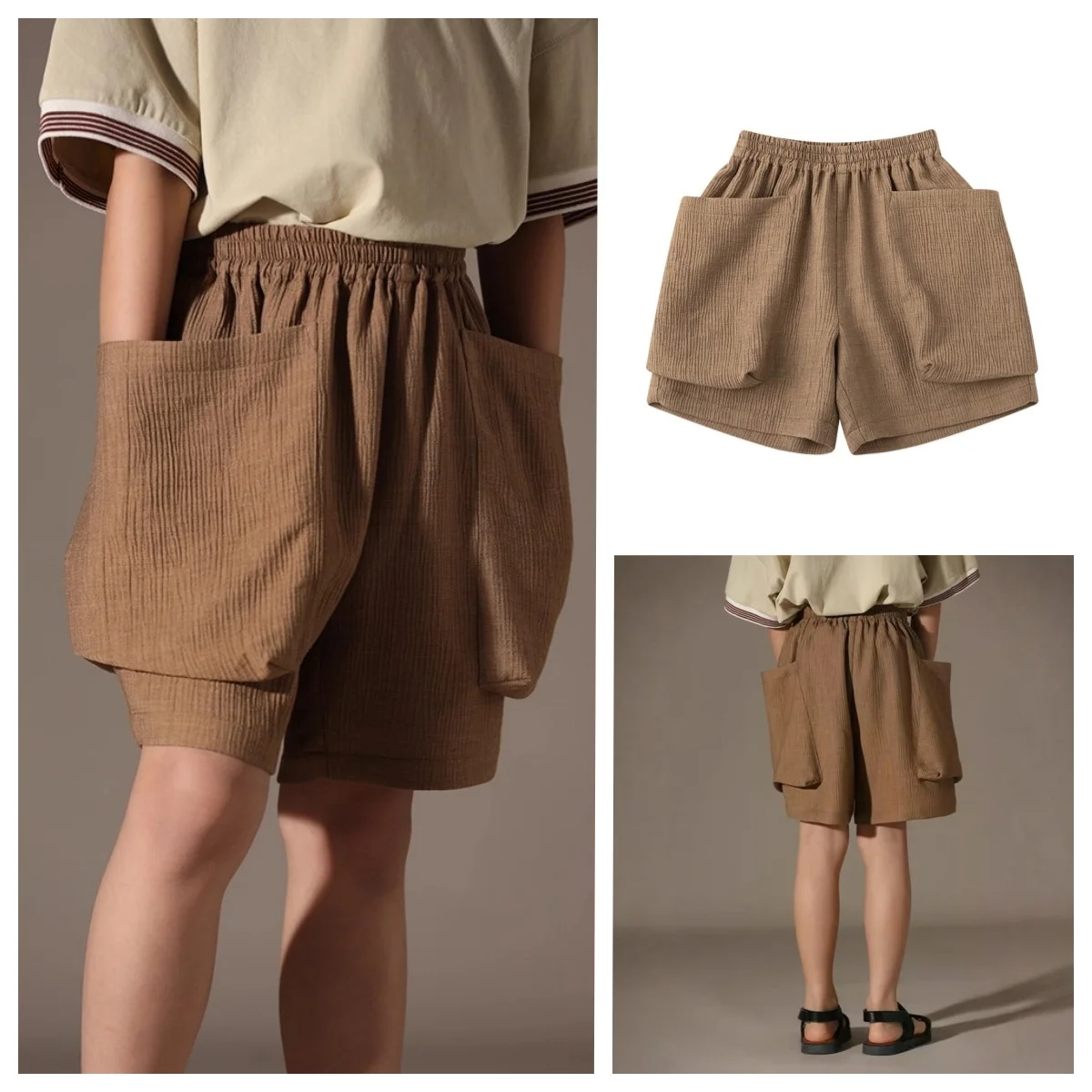 

Summer Solid Color Baby Bloomers2-17T Toddler Kids Cotton Shorts Boys Girls Briefs Pockets Wide-leg Pants Children's Clothing