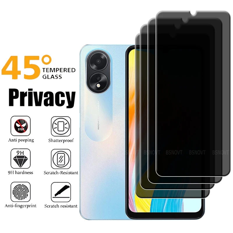 4/3/2/1Pcs For OPPO A18 Glass OPPO A18 Tempered Glass Protective 9H Cover Privacy Anti-Spy Glue Screen Protector OPPO A18 A 18