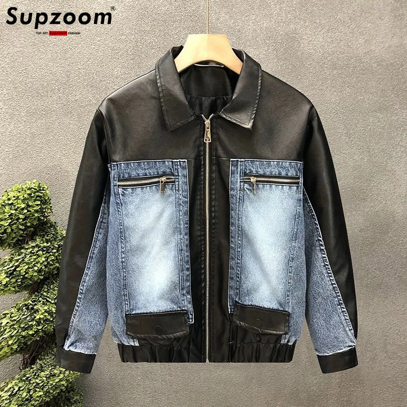Supzoom New Arrival Design Top Fashion Casual Male Popular Clothes Coat Handsome Denim Patchwork Denim Winter Jacket Men