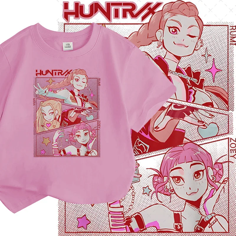 

KPop Demon Hunters T-shirts Children Boys Girls Clothes Fashion Costume Short Sleeve Loose Halloween Casual Top Fans Gift