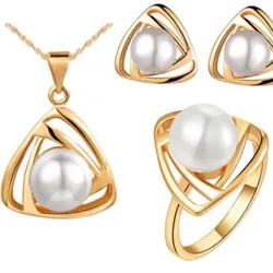 simulated Pearl pendant Necklace Earrings ring fashion Jewelry sets accessories dropshipping new arrival Brand bridal girl
