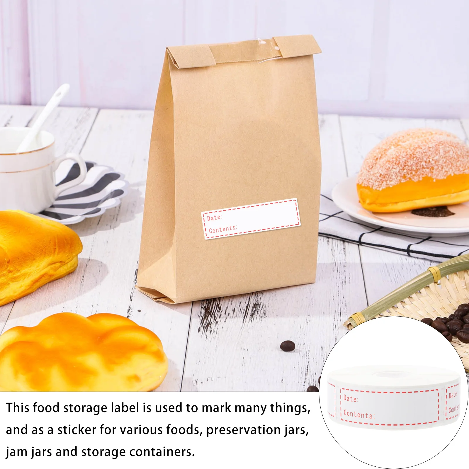 1 Roll Food Storage Labels Waterproof Cold Resistant Date Content Label For Jam Jars Preserving Containers Kitchen Stickers