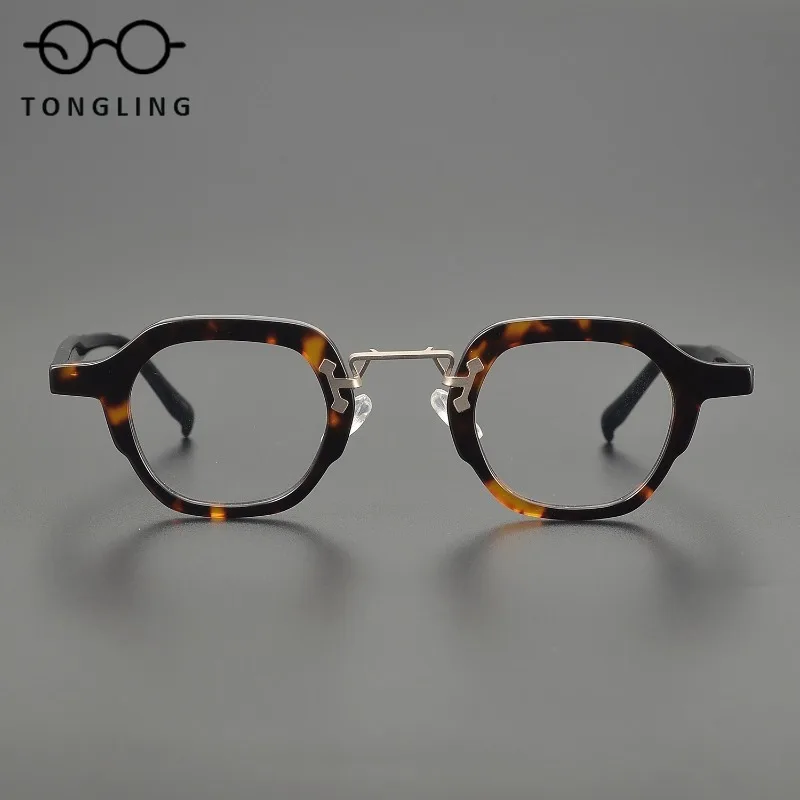 New High-End Acetate Design Women Retro Trend Handcrafted Luxury Design Individual Fashion Natural Square Popular Eyeglass Frame