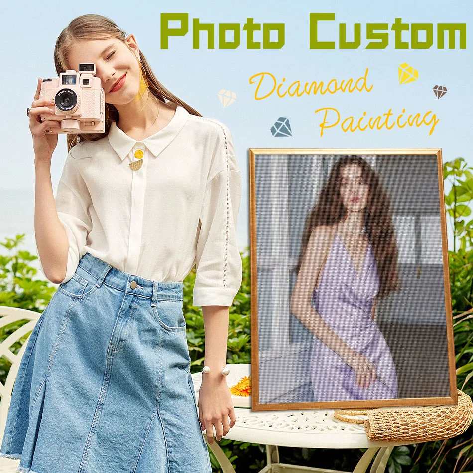 

PhotoCustom Full Square/Round Diamond Painting Custom Photo Art Supplies Diamond Art Customized Customized Family Photos Abstrac