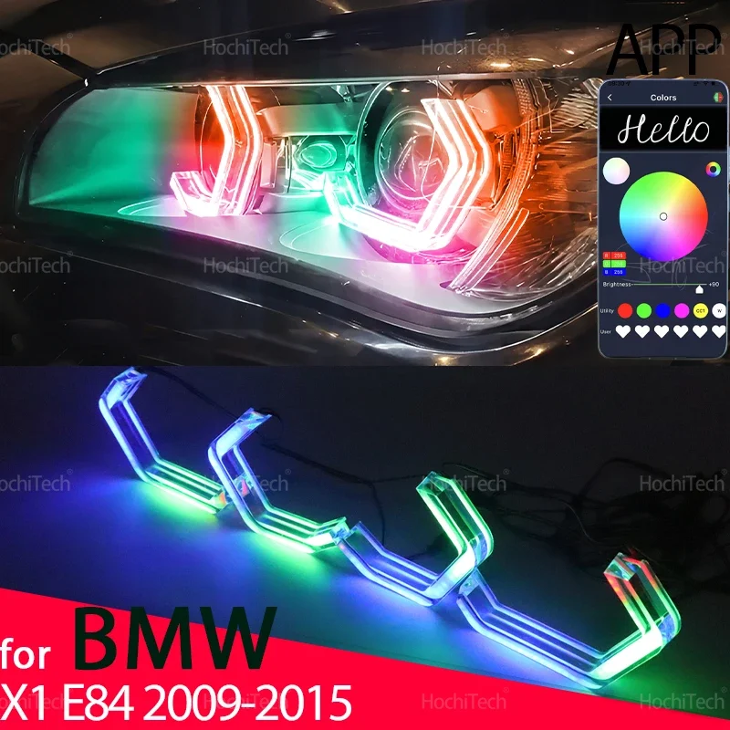 For BMW X1 E84 2009-2015 Dynamic Car-styling Flowing DRL Multi-colored App control LED Angel Eyes Bulb Ring with turn signal