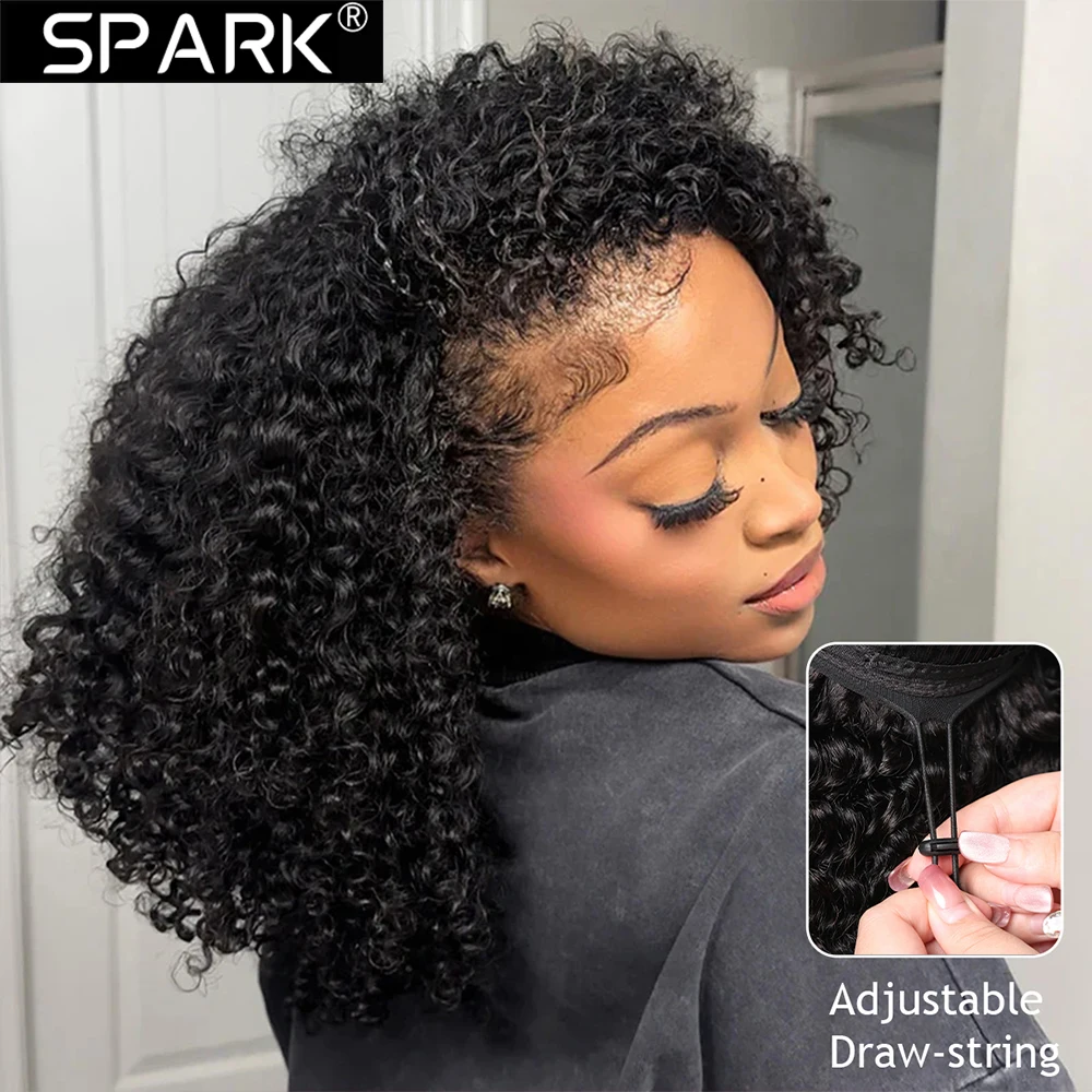 

Half Wig Human Hair Half Wig 3 in 1 Glueless Wigs 200 Density Wear and Go Wigs Curly Wig Headband Wig for Women