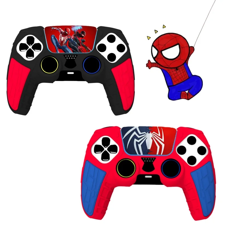 

Cartoon Non-Slip Silicone Soft Protector Sticker Skin for PS5 Spiderman Game Controller Case Thumb Stick Grip Cap Bumper Cover