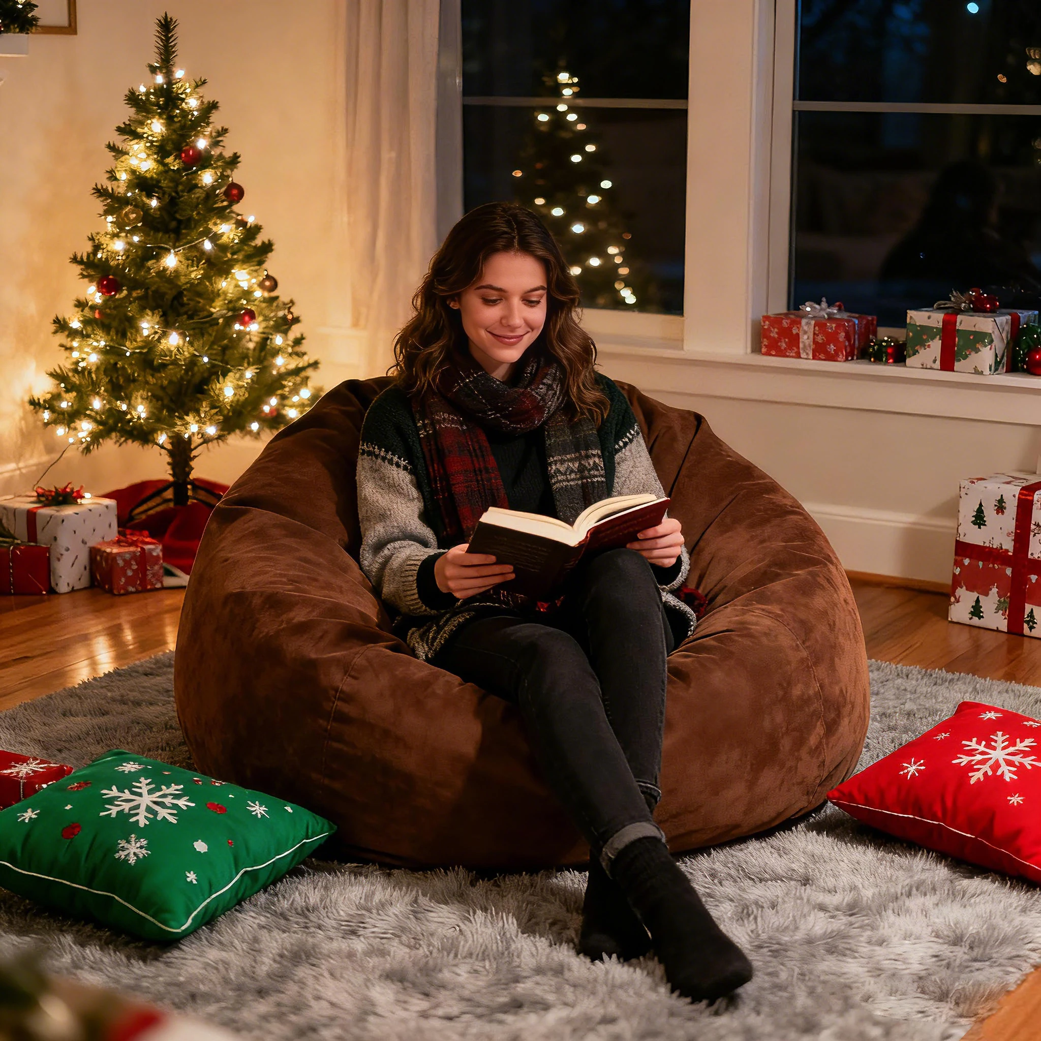 كرسي أريكة كيس بين باج - قطيفة، فائقة النعومة - كرسي بين باج من إسفنج الذاكرة مع غطاء من الجلد السويدي - أثاث محشو مملوء بالرغوة #1