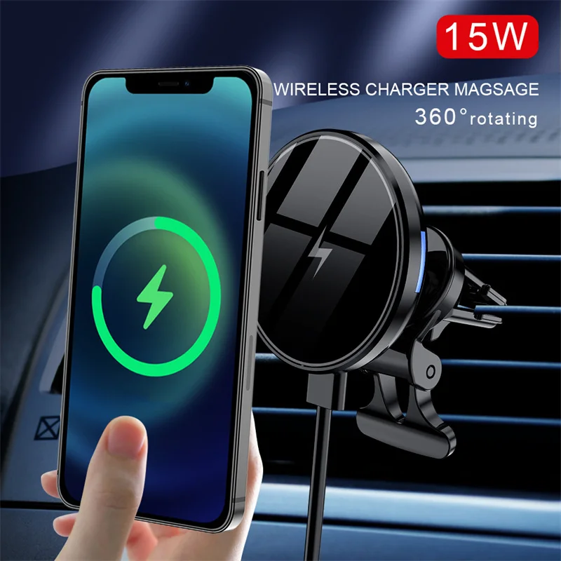 15W Magnetic Wireless Chargers Car Air Vent Stand Phone Holder For IPhone 12 13 14 15 Pro Max Mini Macsafe Fast Charging Station