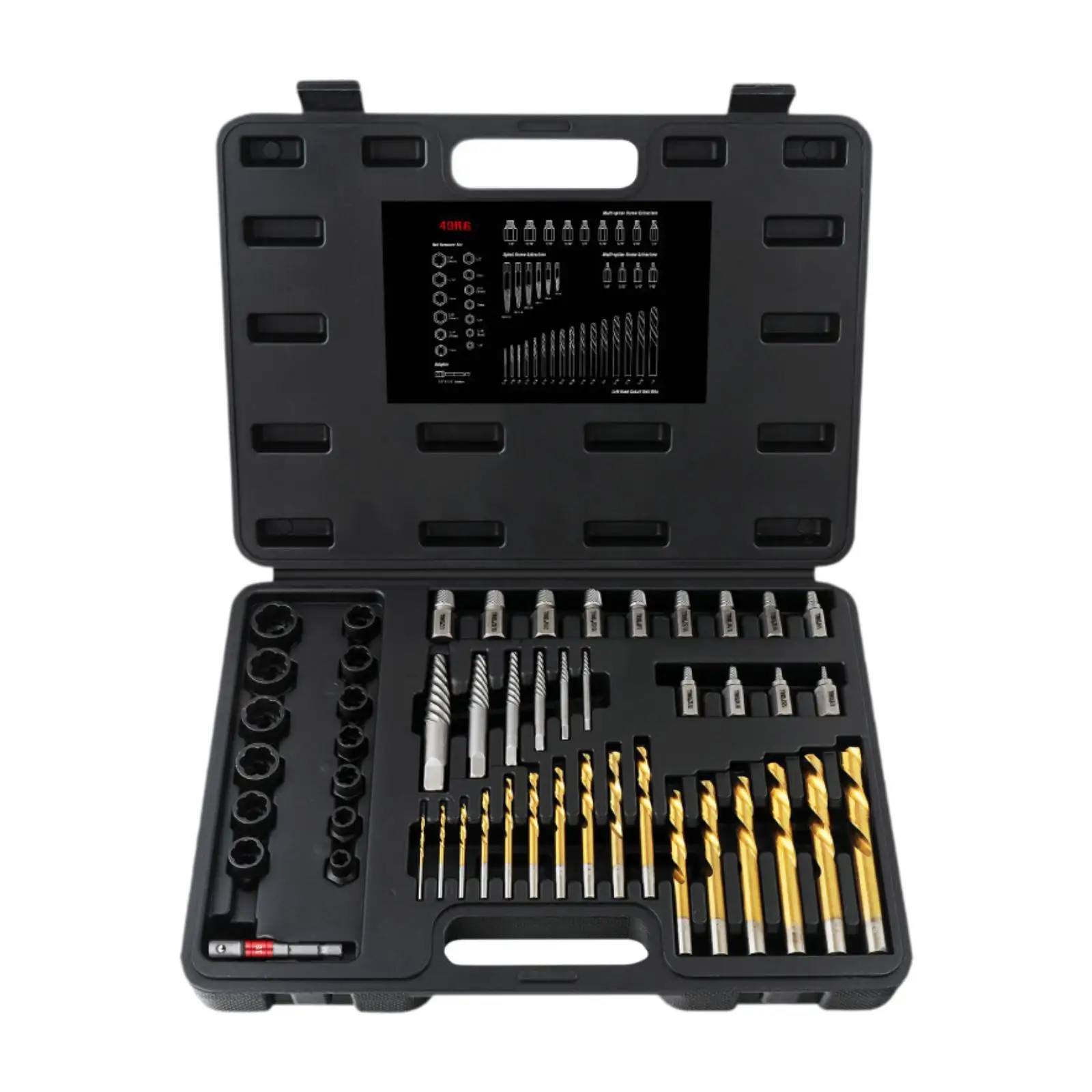 49Pcs Bolt Extractor Kit Bolt Removal Easy Out Dad Men Gift Repair Hand Drill Bit Portable Case for Studs Nuts Garage Workshop