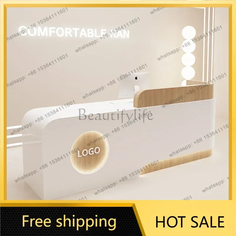 FG Luxury Reception Counter Salon Office Custom Simple Reception Desk Glamour Professional Theke Empfang Furniture Office