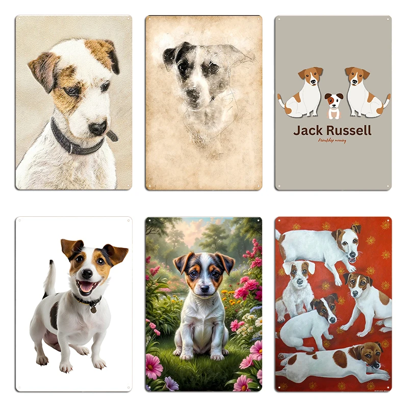 

Портрет Парсон Джек Рассел-терьера, металлическая табличка, винтажный винтажный клубный бар, персонализированный жестяной знак, постер