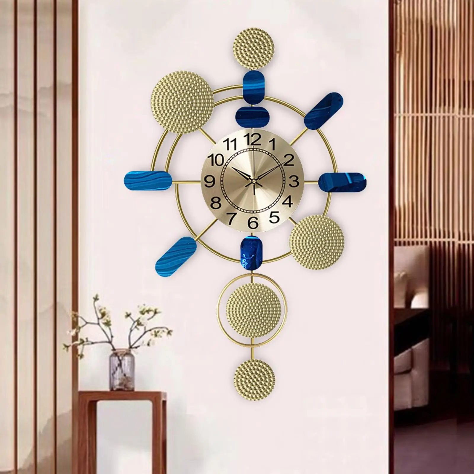 Large Metal Wall Clock Ornament Silent Battery Operated Office Livingroom