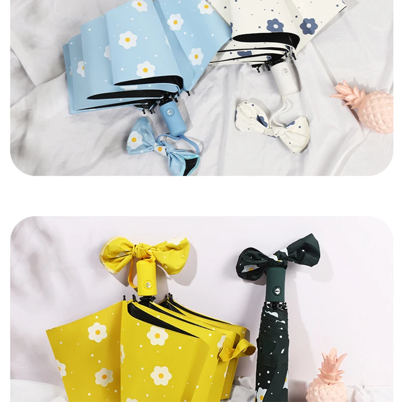 Umbrella Travel Folding Portable Automatic Umbrella Black sun protection and heat insulation protection Beautiful gift umbrella