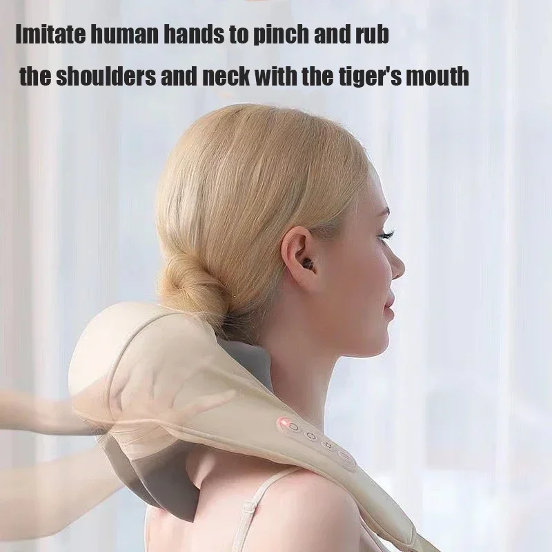 جهاز تدليك الرقبة مع وظيفة الضغط الساخن يسترخاء آلام عضلات الكتف والظهر، جهاز تدليك محمول للرقبة والأكتاف #5
