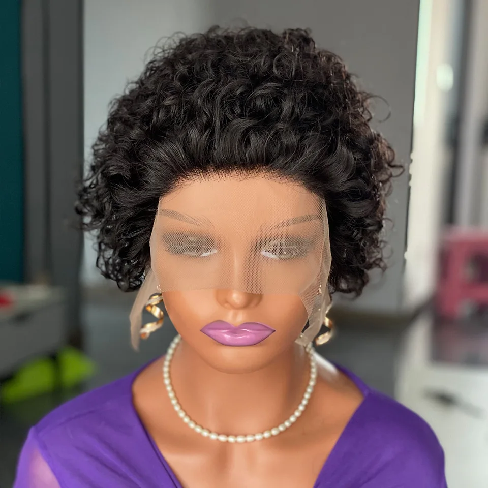 Phashion Curly Pixie Cut Lace Wig Human Hair 13x1 Lace Short Wave Remy Brazilian Hair  Ready To Wear Glueless For Black Women