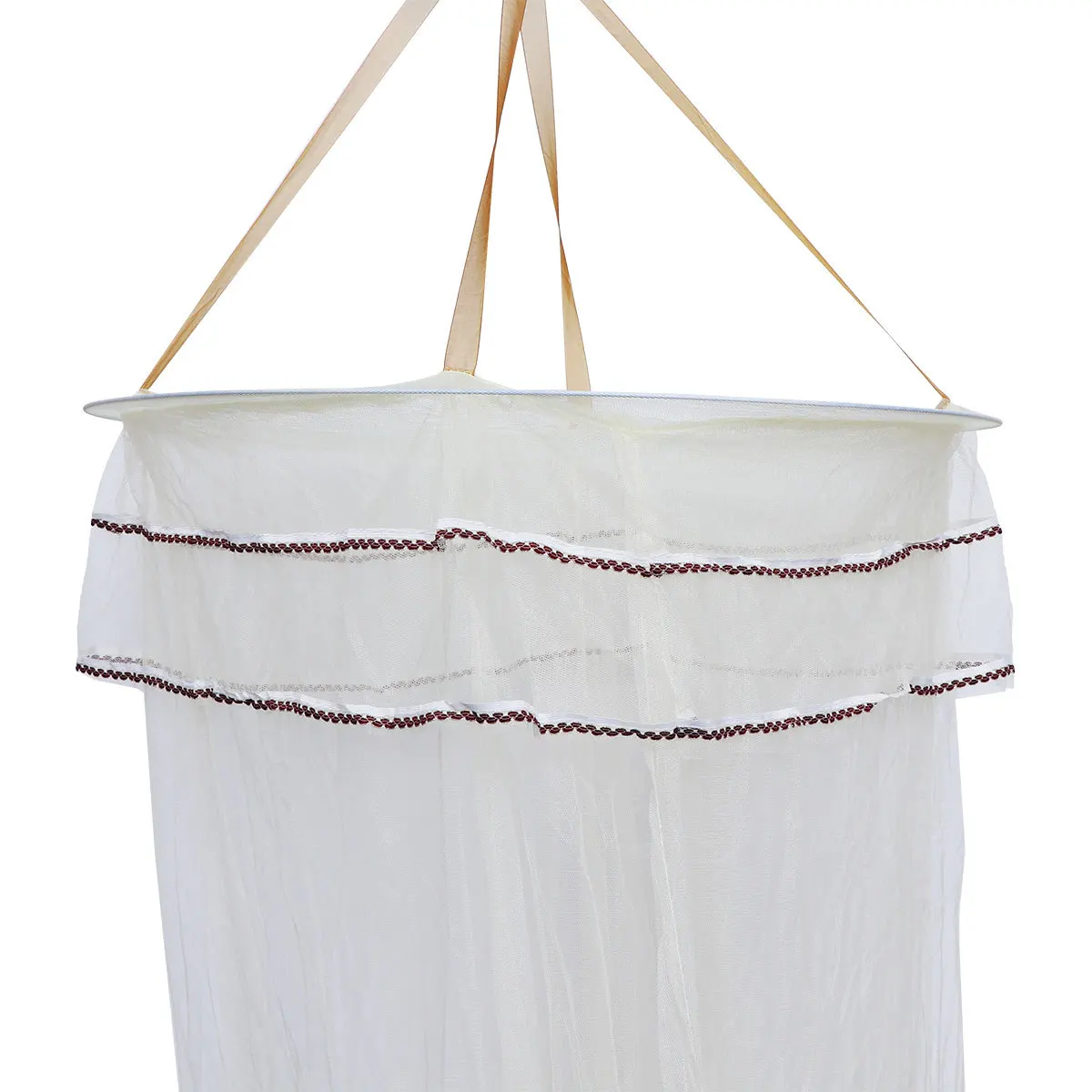 شبكة ناموسية مستديرة قبة سرير بيبي مظلة لينة البوليستر سرير المعاوضة لسرير روضة الأصفر شبكة مظلة السرير #6