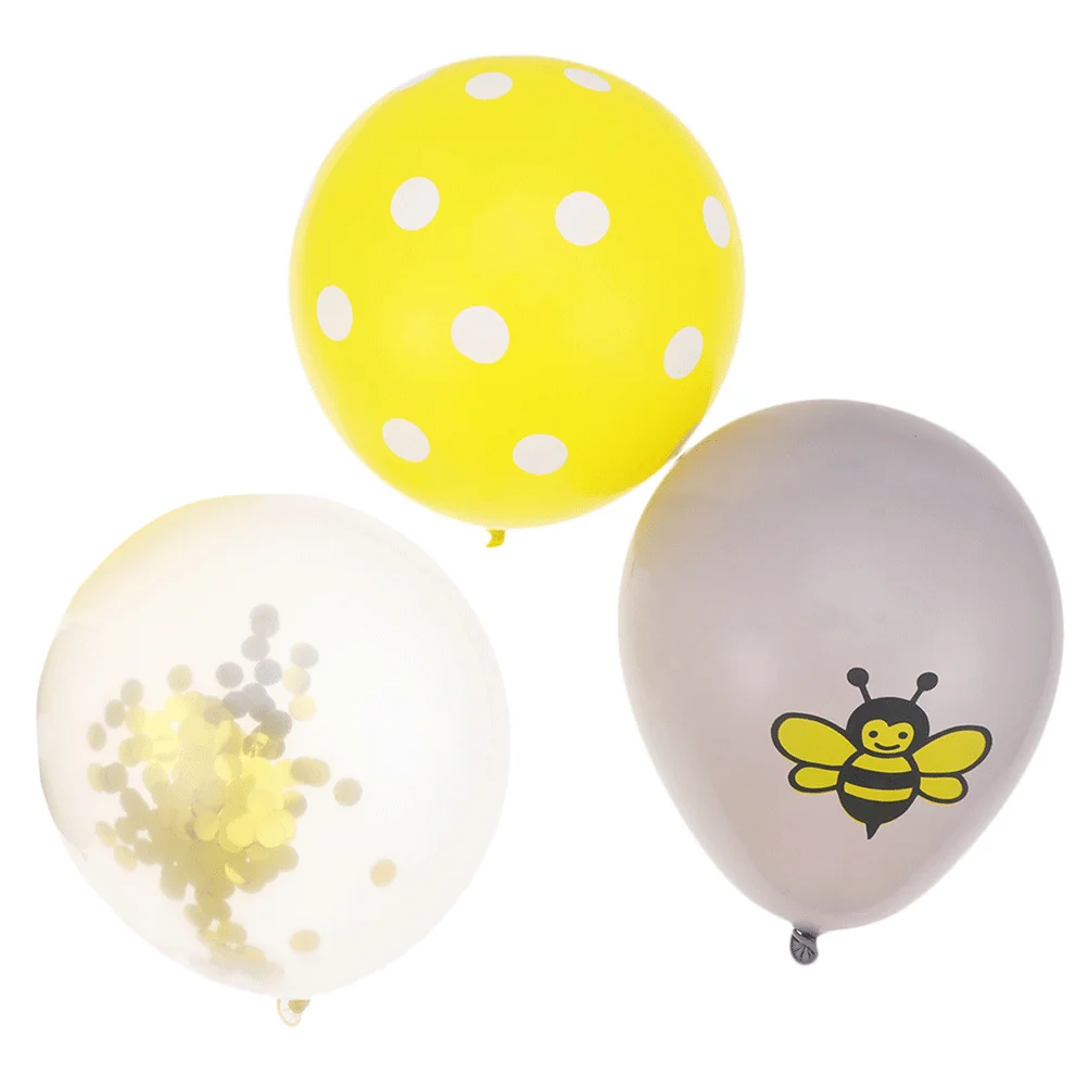 

30Pcs Party Printed Latex Balloons Bee Pattern Dot Sequin Birthday Baby Shower Decorations 12 Inches Durable Reusable