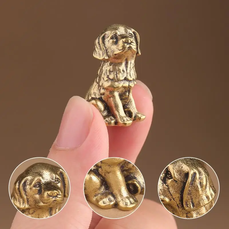 Antikes Kupferornament, reichlichmachender Messinghund, personalisiertes Retro-Sternzeichen-Hund-Ornament, Teetier, Tischdekoration – Detail 3