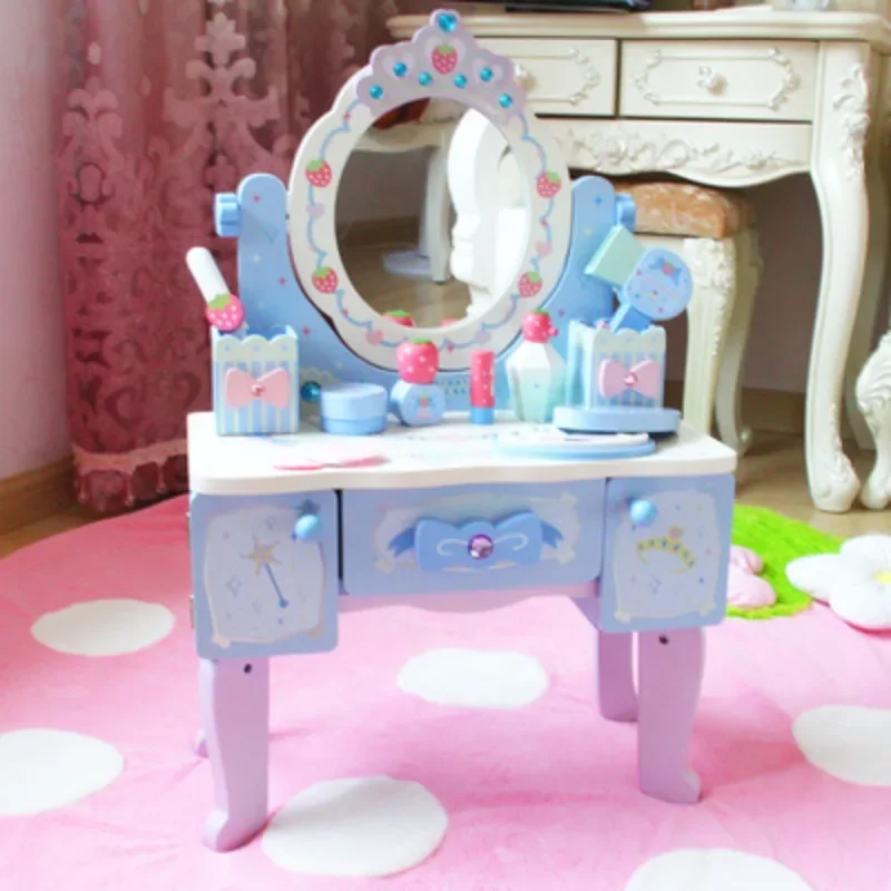 Girls' Children's Day Birthday Gift Simulation Dressing Table Play House Wooden Toy Set Development Intelligence High Quality