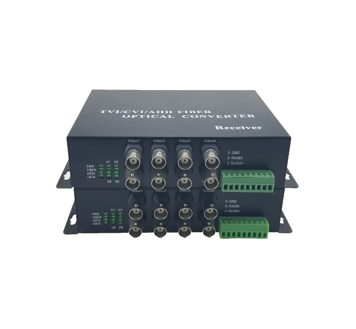 720/1080P 8 channel HDCVI/AHD/TVI fiber video media converter